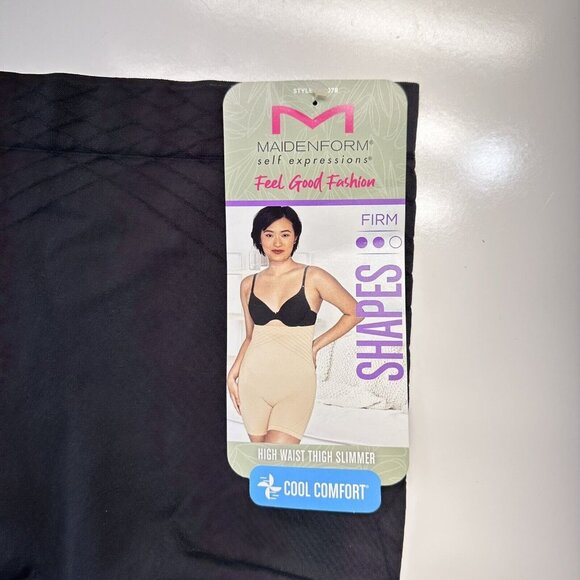 Maidenform Cool Comfort High Waist Firm Shaping Shorts SZ M  Black Recycled Yarn - Picture 9 of 10